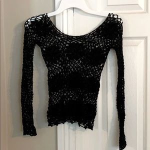 Black Crocheted Long Sleeve